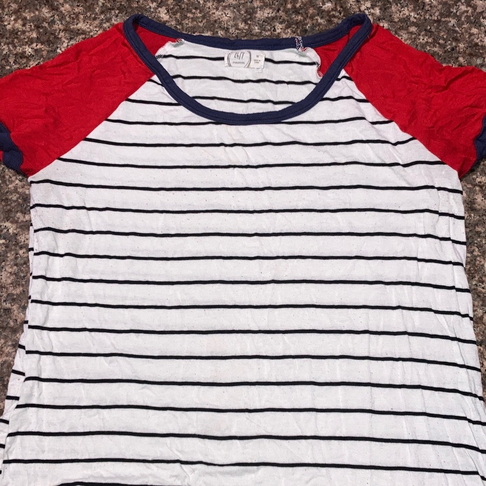 Maurices Navy and Red Striped Tee